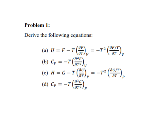 Solved Problem 1: Derive the following equations: b)GyTa (d) | Chegg.com