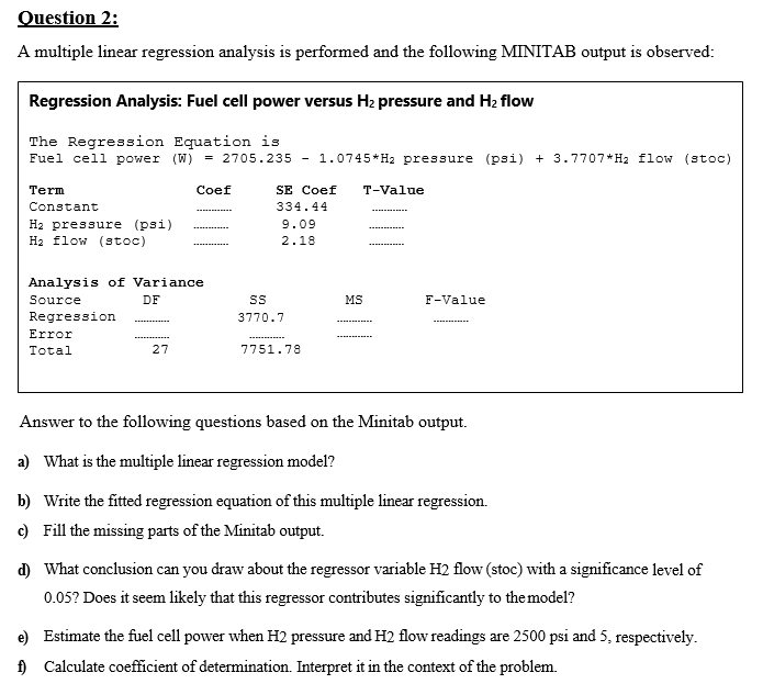 regression analysis minitab interpretation