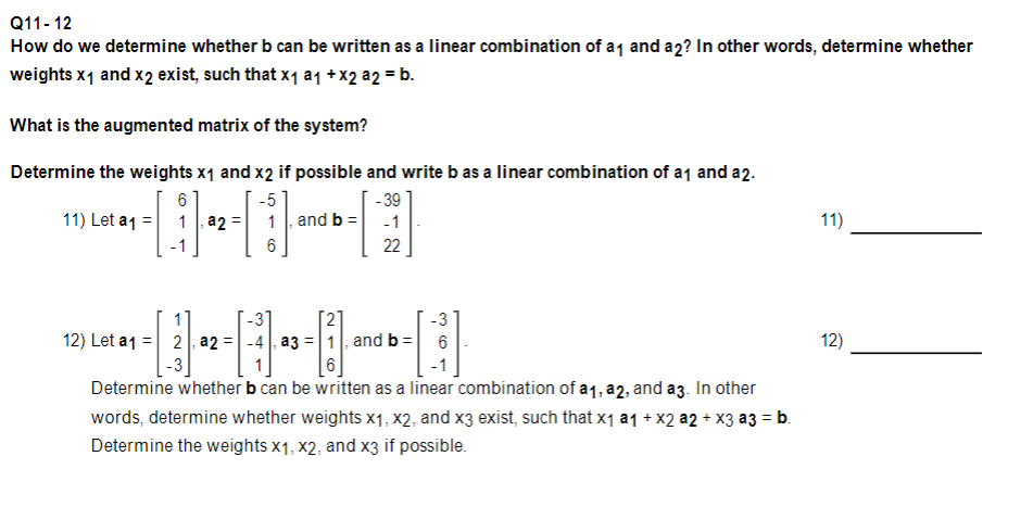 Solved How Do We Determine Whether B Can Be Written As A | Chegg.com