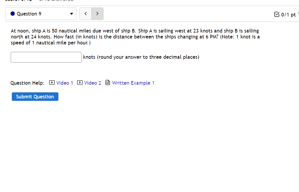 Solved Question 9 > At Noon, Ship A Is 50 Nautical Miles Due | Chegg.com