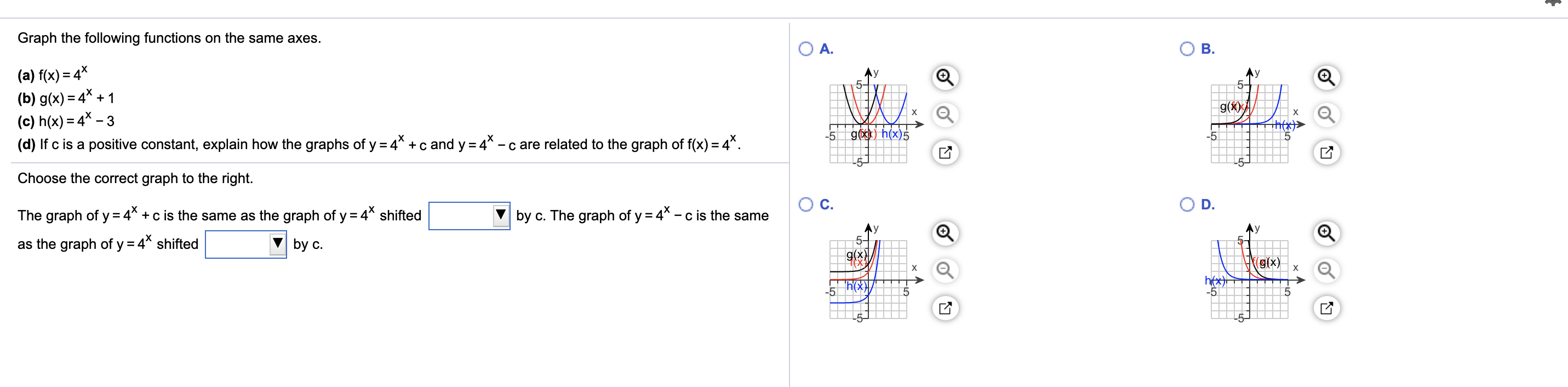 Solved Graph the following functions on the same axes. OA. O | Chegg.com