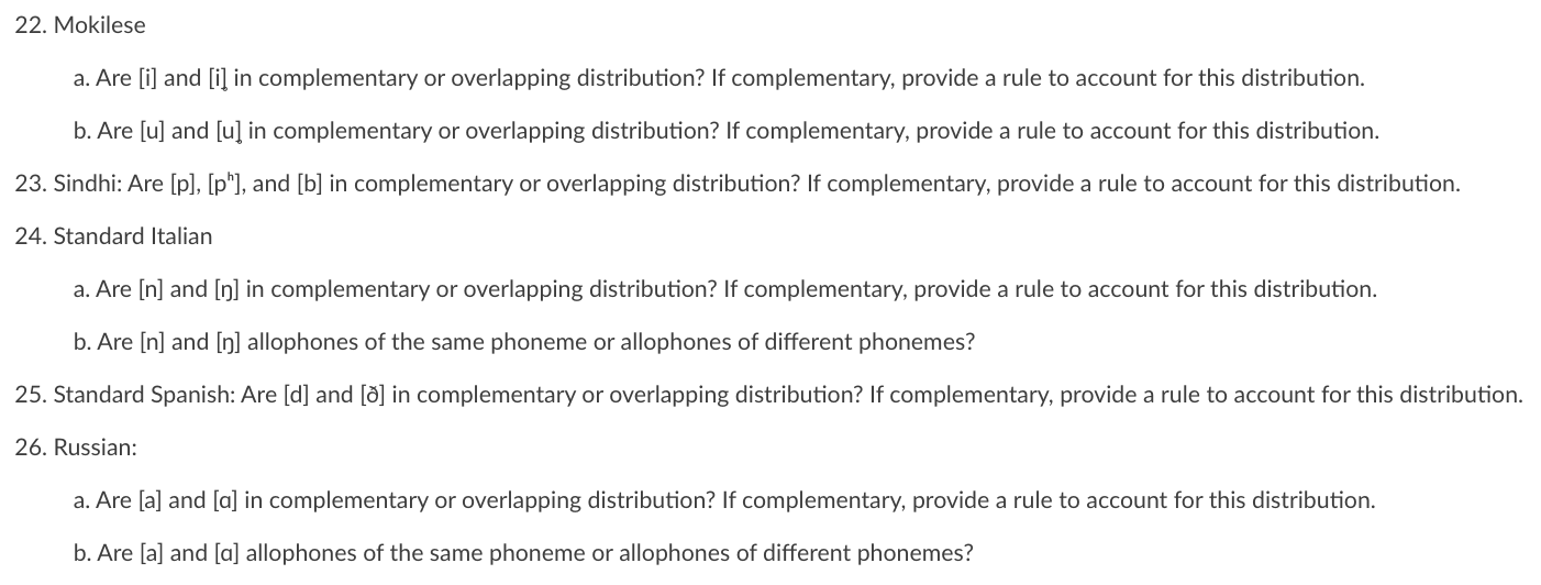 22. Mokilese a. Are [i] and [i] in complementary or | Chegg.com