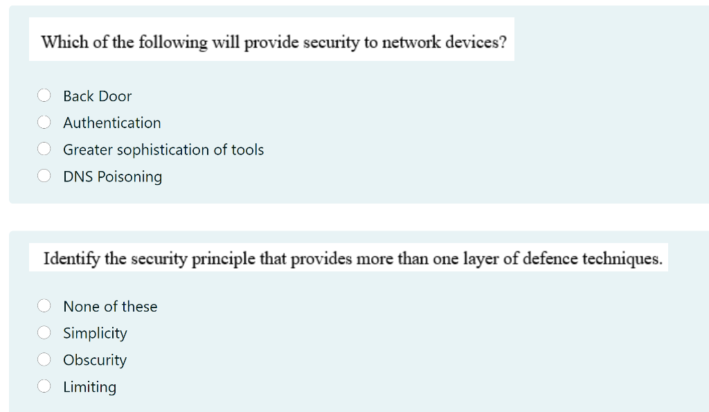 Solved Which of the following will provide security to | Chegg.com