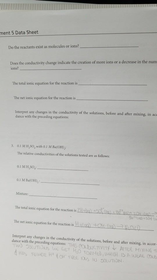 ment 5 Data Sheet Do the reactants exist as molecules | Chegg.com