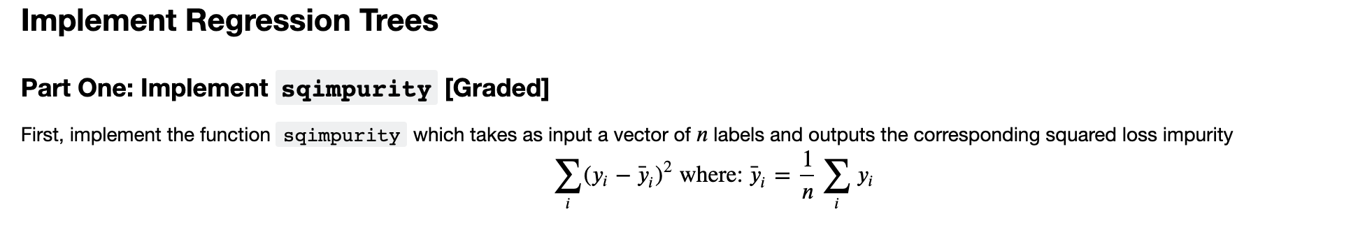 Solved Implement Regression Trees Part One: Implement | Chegg.com