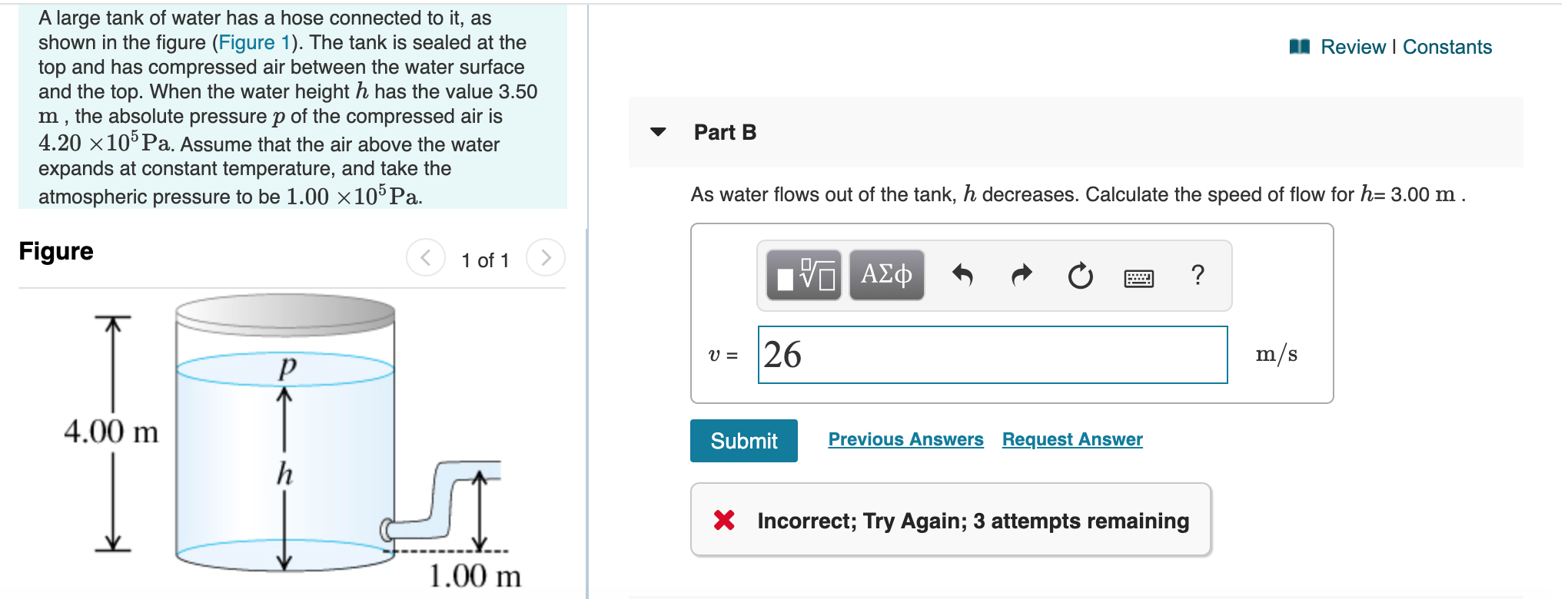 Solved A large tank of water has a hose connected to it, as | Chegg.com