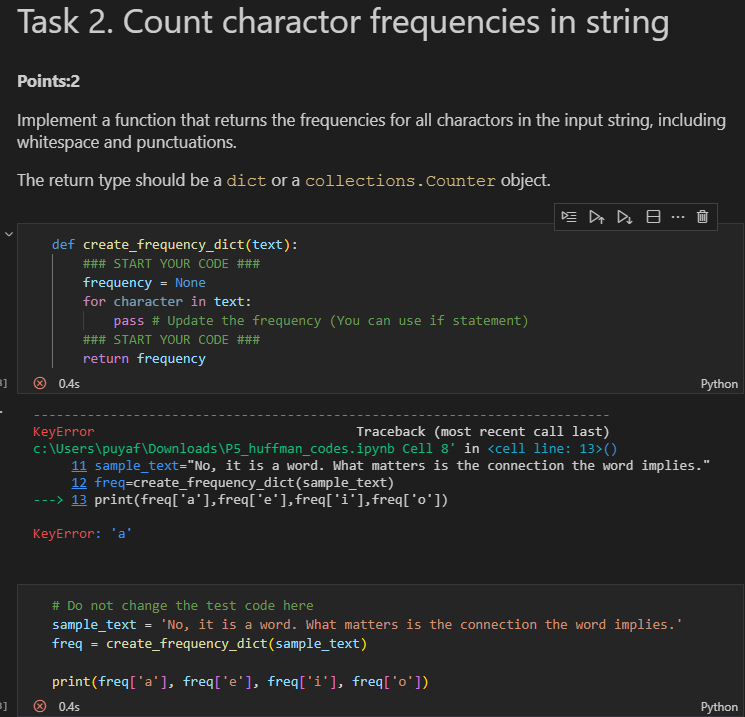 Solved 3] 3] Task 2. Count charactor frequencies in string | Chegg.com