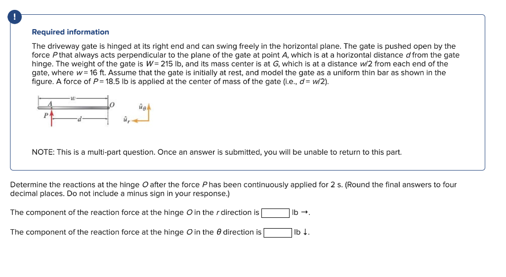 Solved Required information The driveway gate is hinged at