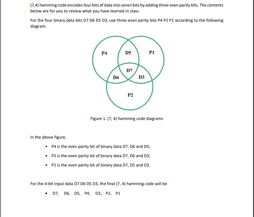 Solved The key of the Hamming Code is the use of extra | Chegg.com