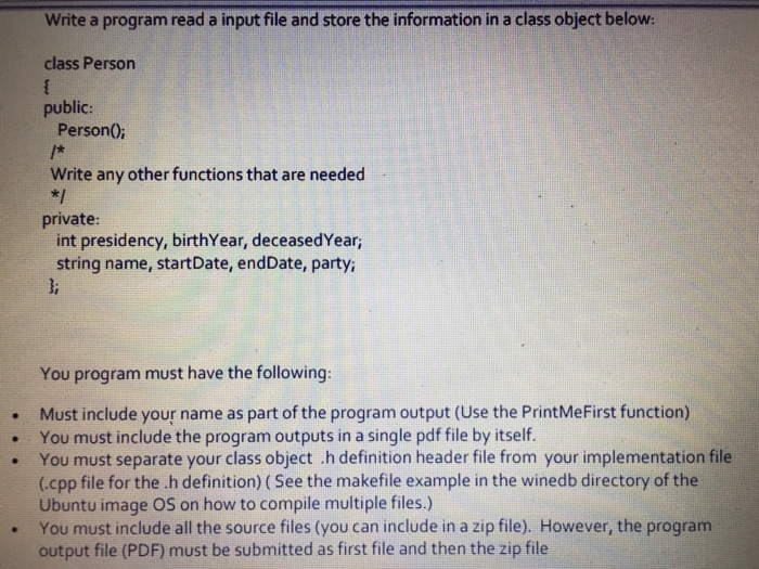 Solved Write a program read a input file and store the | Chegg.com