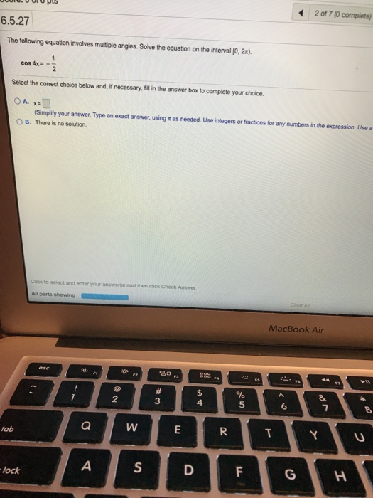 Solved 2 of 7 (O complete) 6.5.27 The following equation | Chegg.com