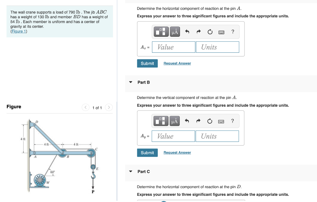 Solved Determine the vertical component of reaction at the