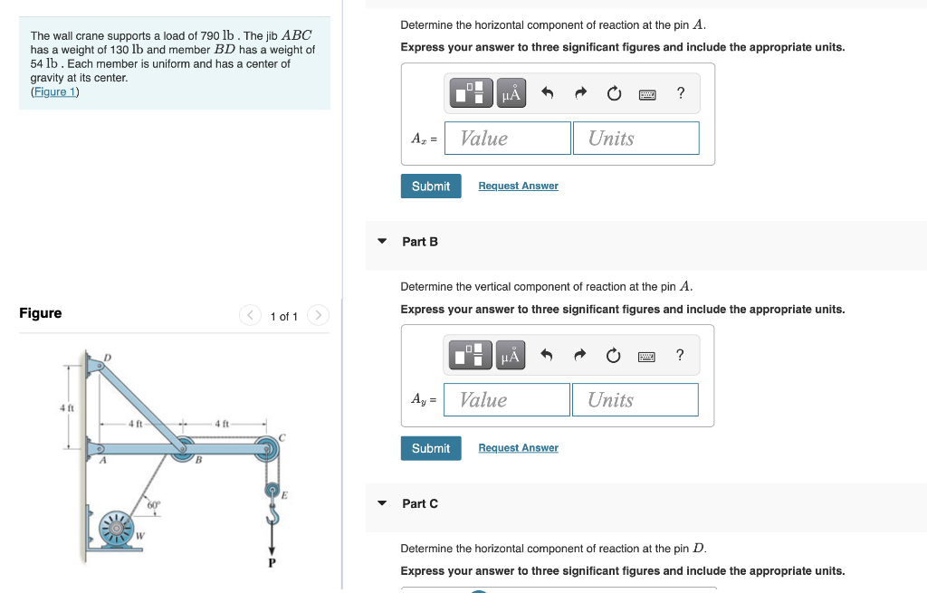 Solved Determine The Vertical Component Of Reaction At The | Chegg.com