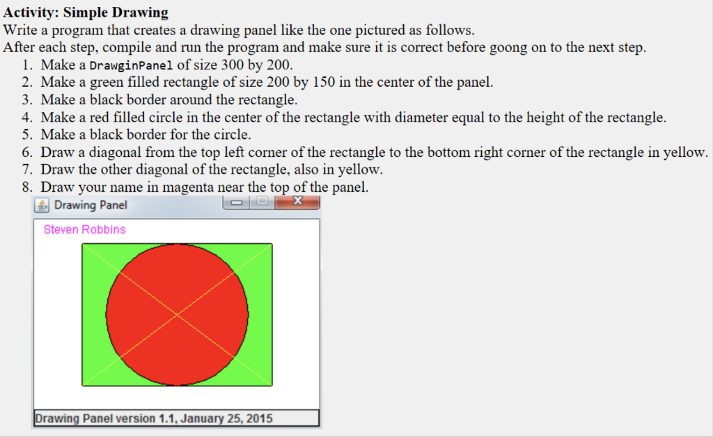 Solved Activity: Simple Drawing Write a program that creates | Chegg.com