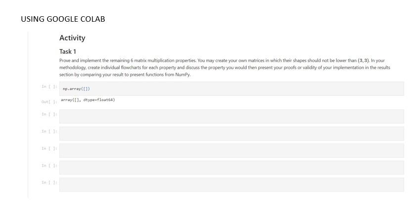 USING GOOGLE COLAB Activity Task 1 Prove and | Chegg.com