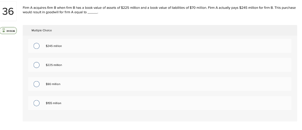 Solved 36 Firm A Acquires Firm B When Firm B Has A Book | Chegg.com