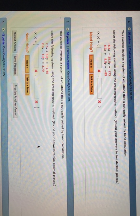 Solved This exercise involves a system of equations that is | Chegg.com