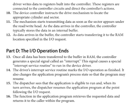 For each step in the example I/O operation described | Chegg.com