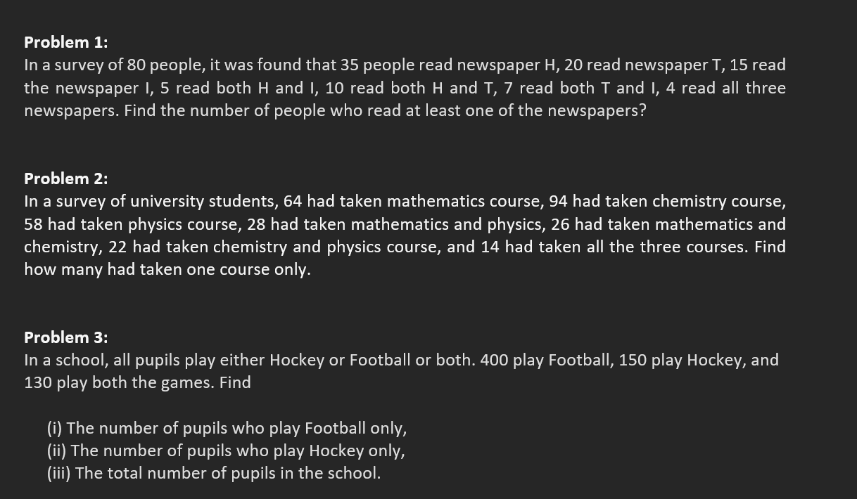 Solved Problem 1: In a survey of 80 people, it was found | Chegg.com