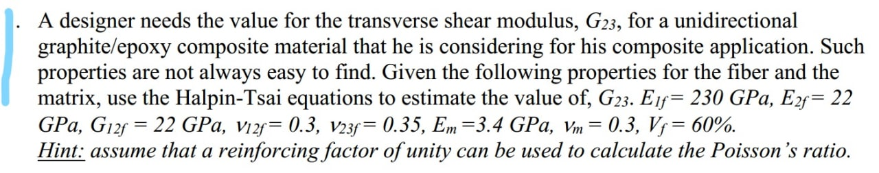 a A designer needs the value for the transverse shear | Chegg.com