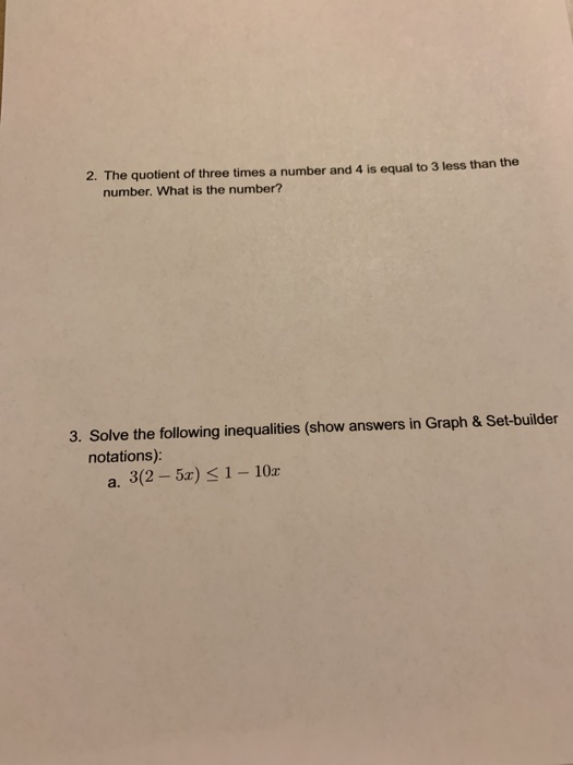 the quotient of 3 times a number and 8