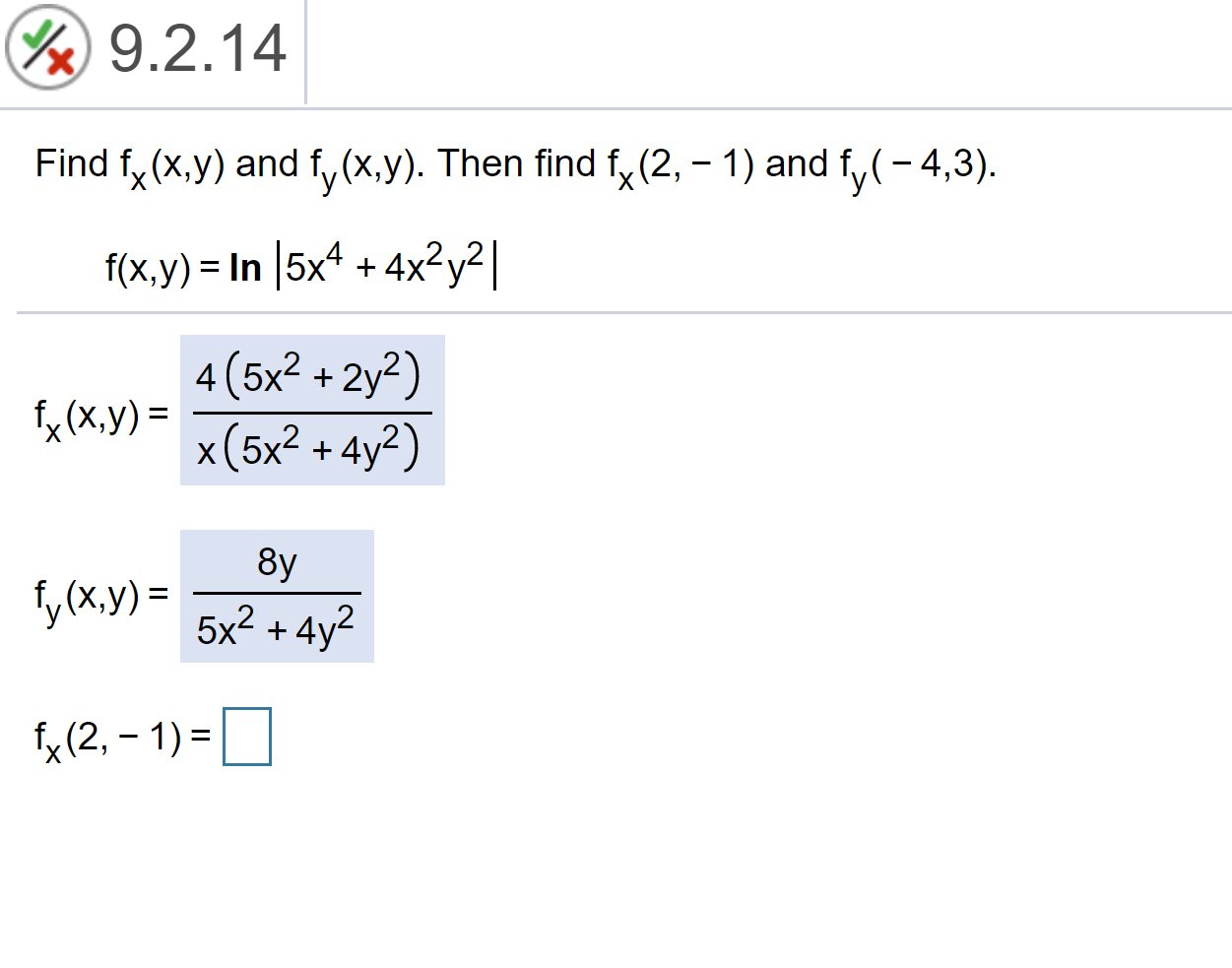 Solved 9 2 11 4 6y5 For The Function F X Y X Yô