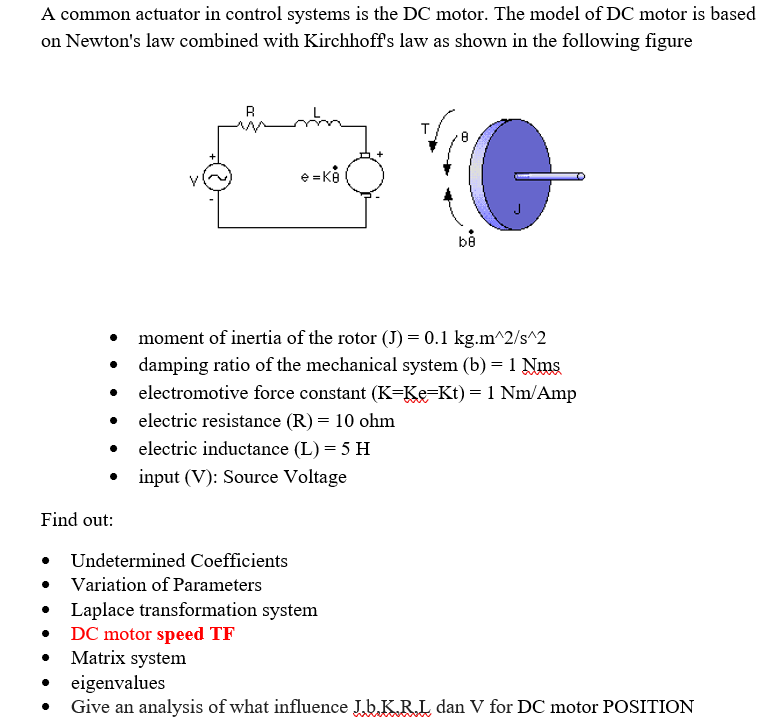 Solved A common actuator in control systems is the DC motor. | Chegg.com