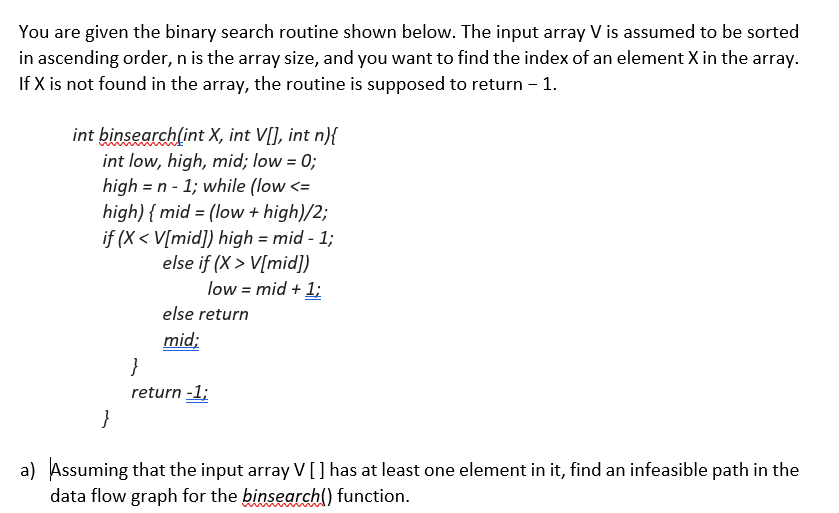 Solved You are given the binary search routine shown below. | Chegg.com