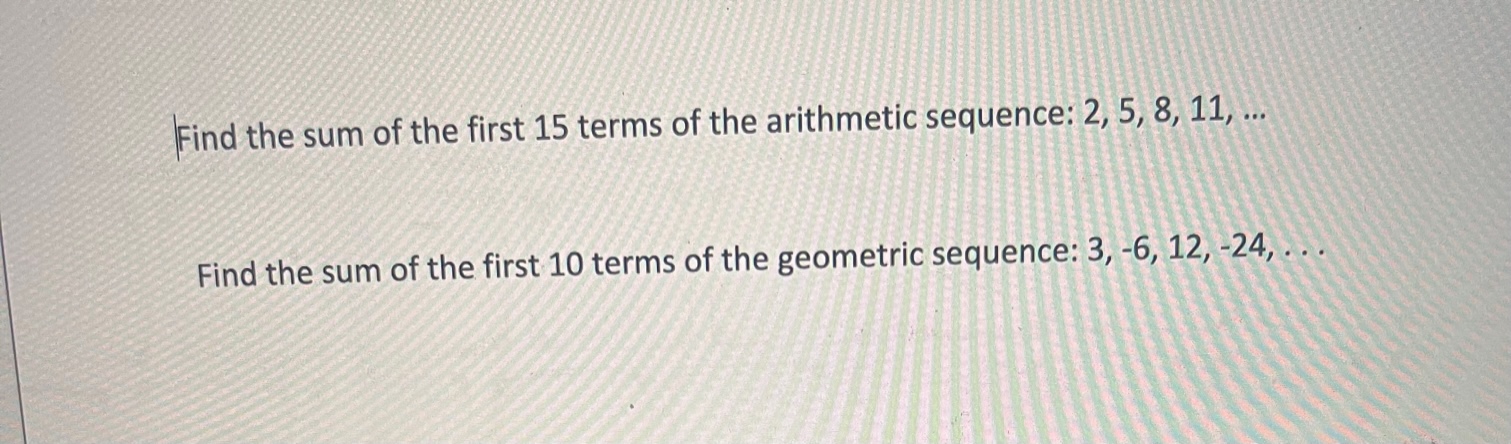 sum of the first 15 terms of an arithmetic sequence