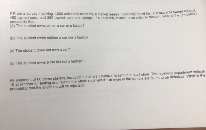 Solved From A Survey Involving 1 000 University Students A Chegg solved-from-a-survey-involving-1-000-university-students-a-chegg