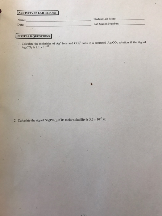 Solved ACTIVITY 25 LAB REPORT Name: Date: Student Lab Score: | Chegg.com