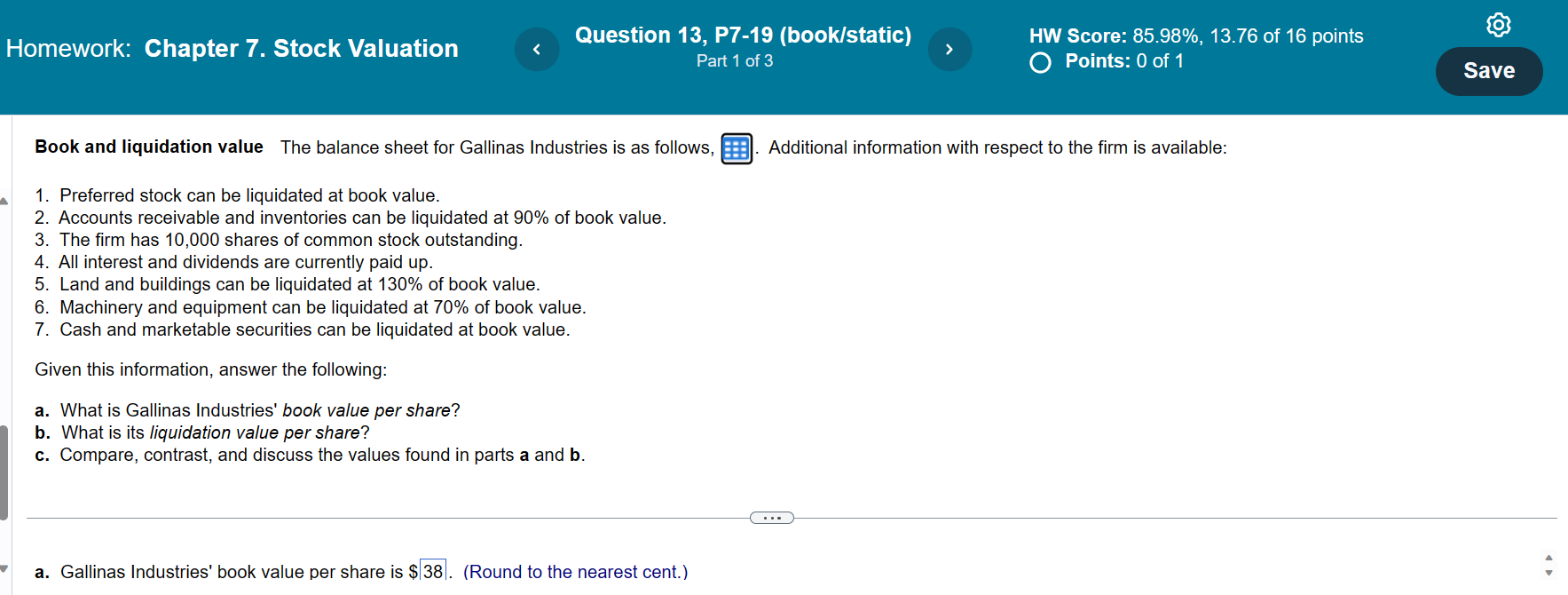 Solved Gallinas Industries Balance Sheet December 31Book and | Chegg.com