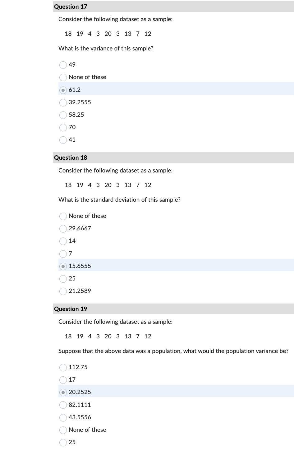 Solved Consider The Following Dataset As A Sample: | Chegg.com