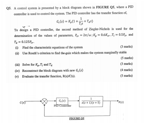 Solved Q5. A control system is presented by a block diagram | Chegg.com