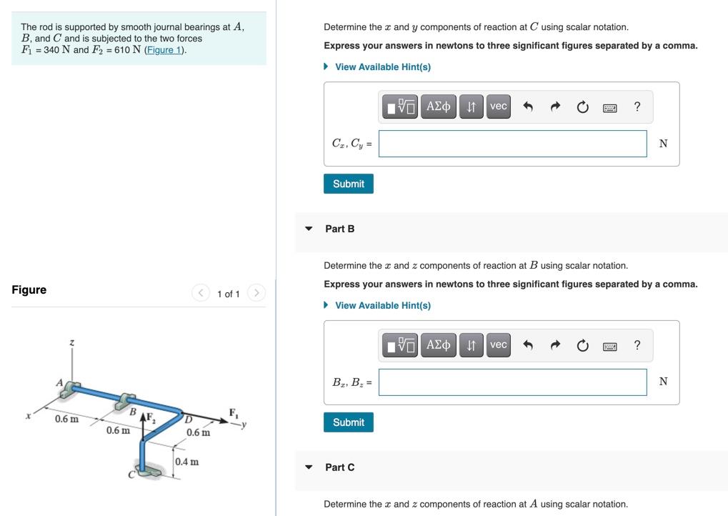 Solved The rod is supported by smooth journal bearings at A, | Chegg.com