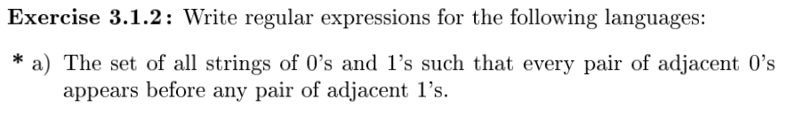 Solved Exercise 3.1.2: Write Regular Expressions For The | Chegg.com