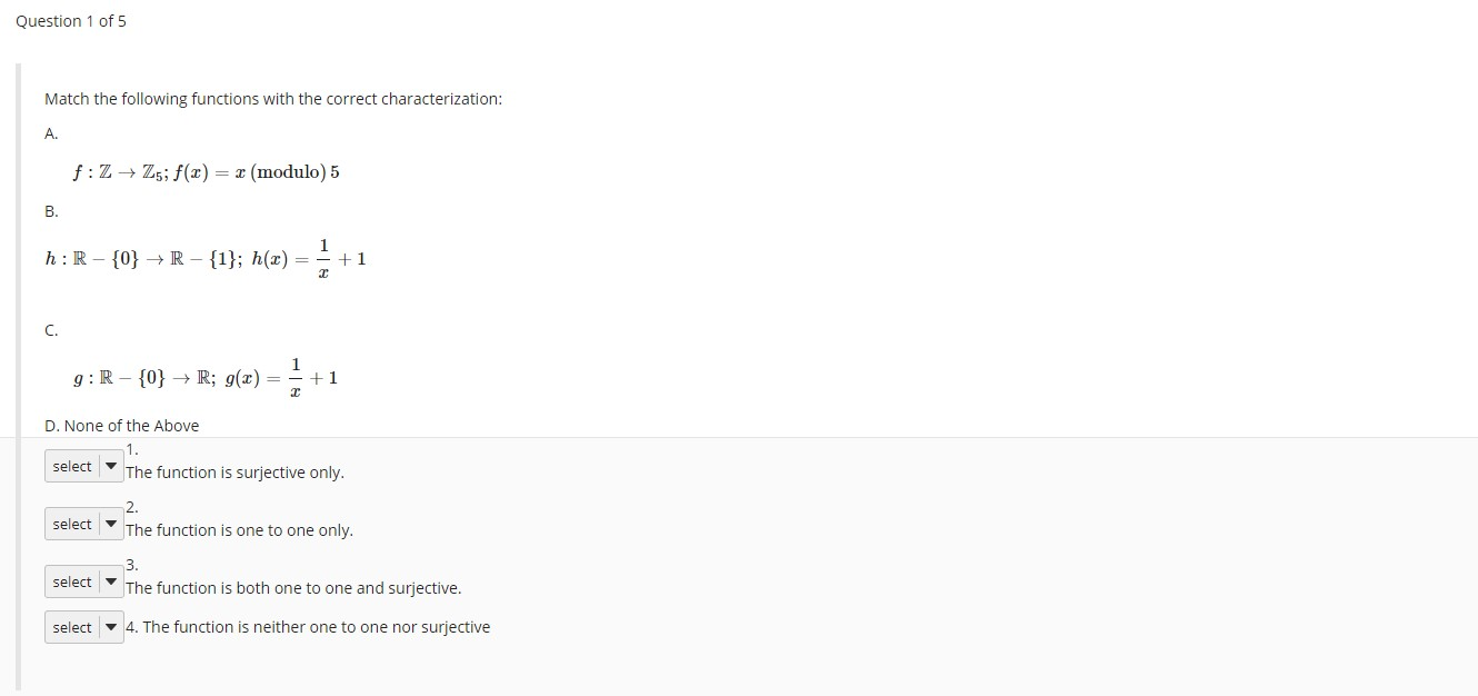 Solved Match the following functions with functions that