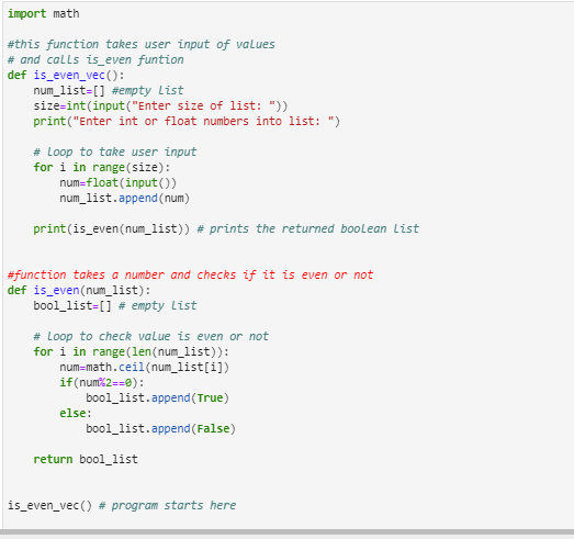 Solved Use Python for question d and e: is even vec defined | Chegg.com