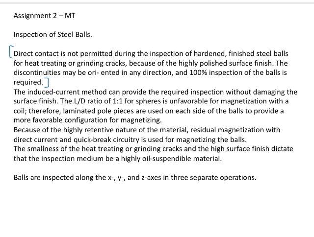 Inspection of Steel Balls. [Direct contact is not | Chegg.com