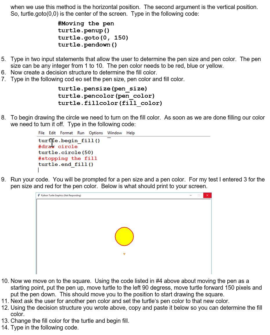 Solved In this lab you will work, once again with Turtle | Chegg.com