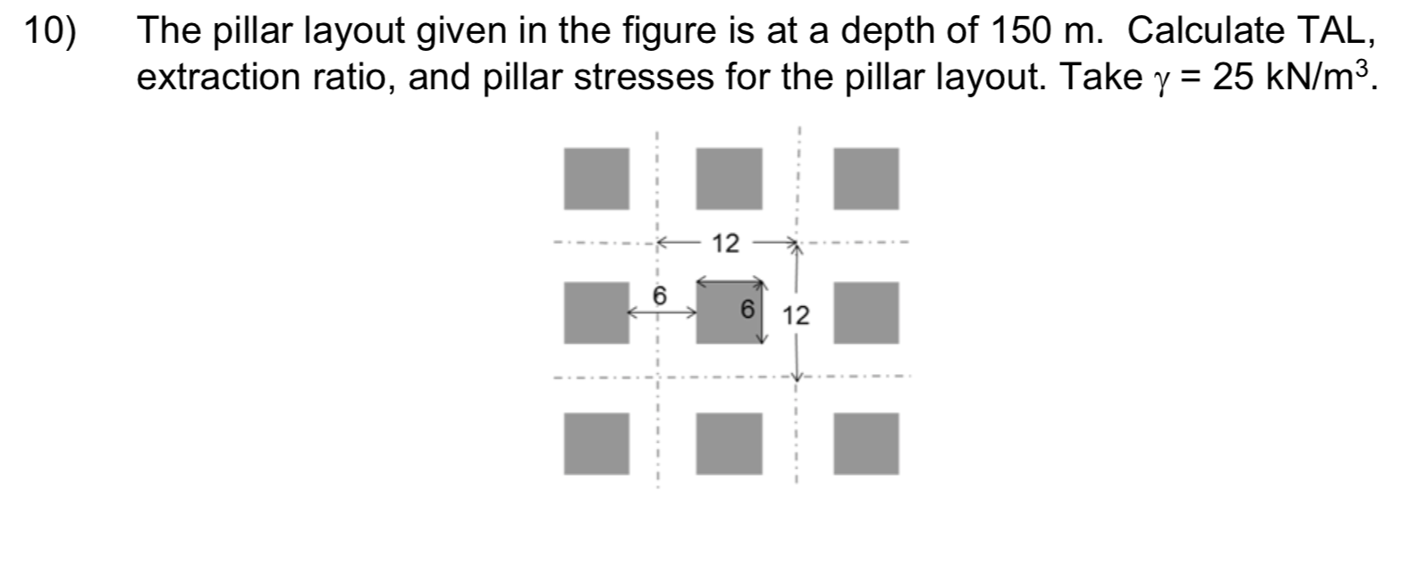 10) The pillar layout given in the figure is at a | Chegg.com