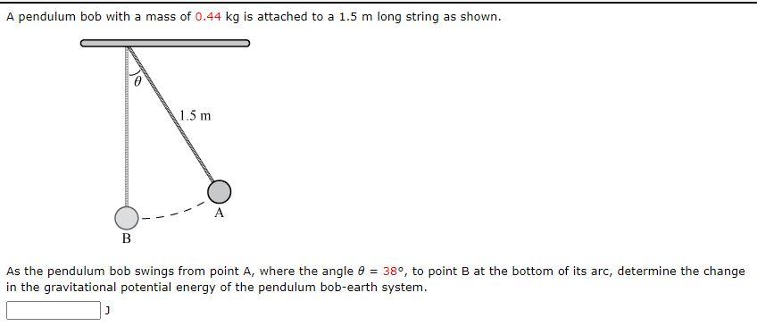 Solved A pendulum bob with a mass of 0.44 kg is attached to | Chegg.com