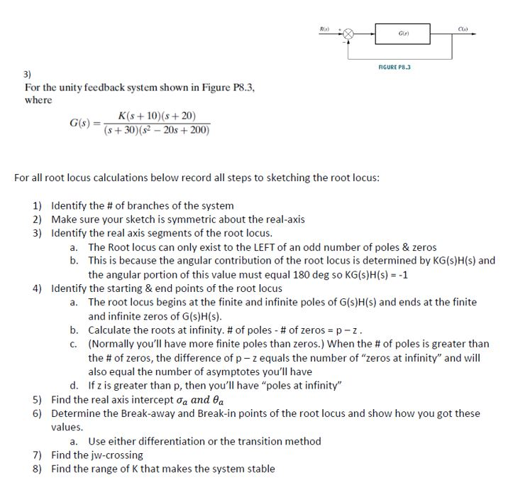 2 G) FIGURE P8.3 For the unity feedback system shown | Chegg.com