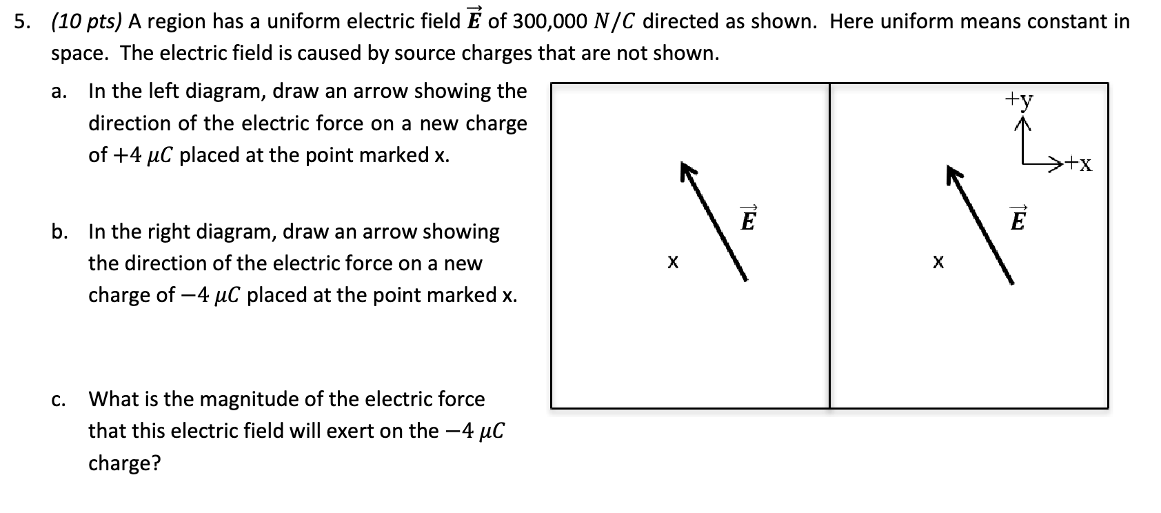 Solved 5. (10 pts) A region has a uniform electric field E | Chegg.com