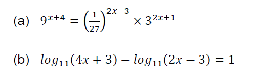 Solved (a) 9x+4=(271)2x−3×32x+1 (b) | Chegg.com