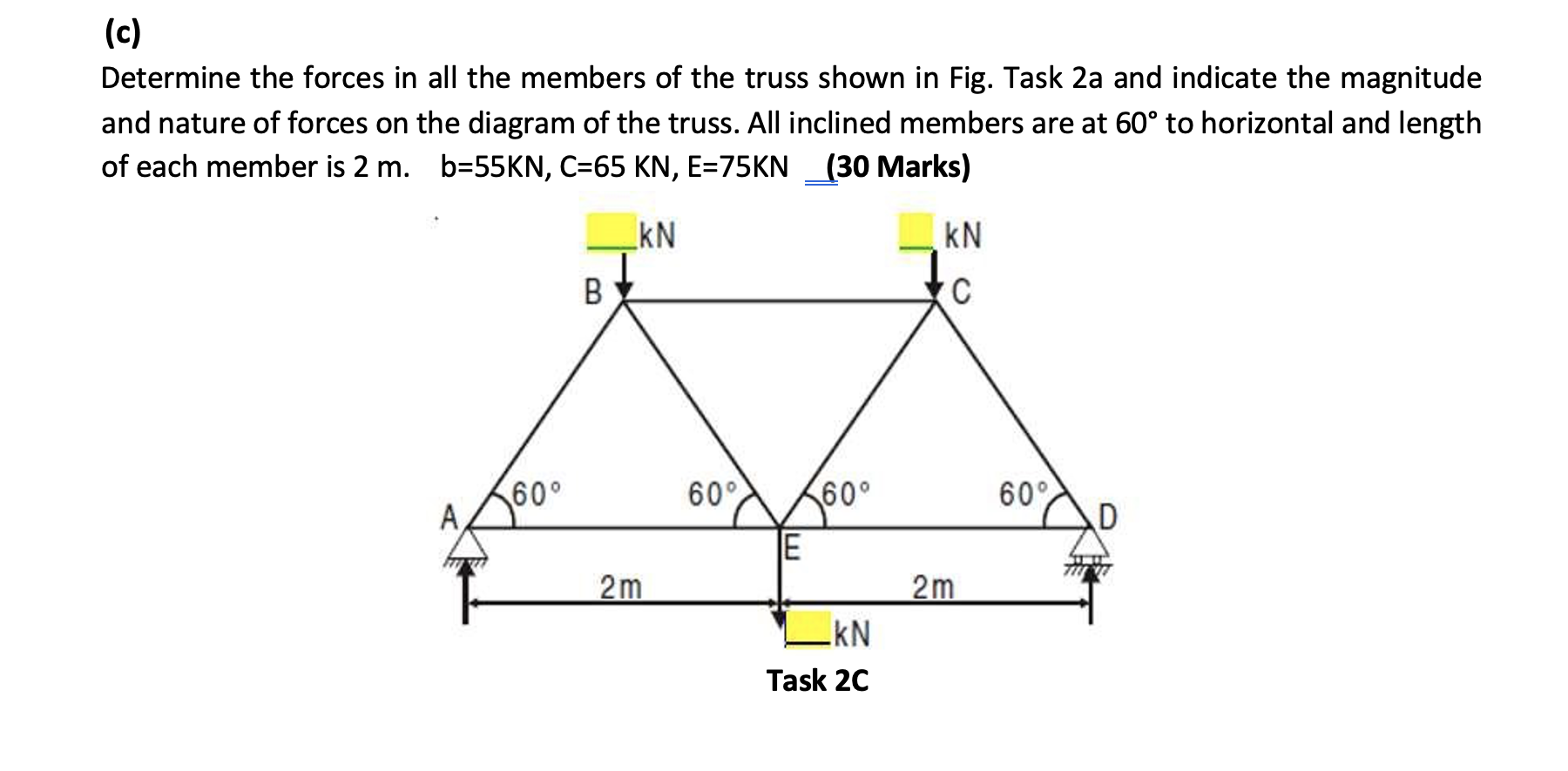 Solved (c) Determine the forces in all the members of the | Chegg.com