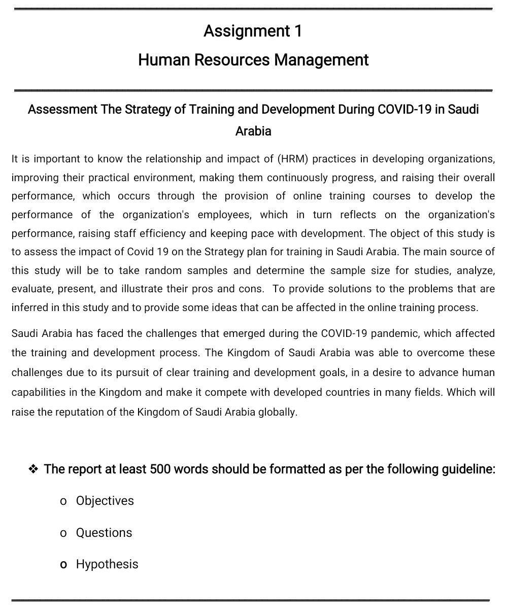 Solved Assignment 1 Human Resources Management Assessment | Chegg.com