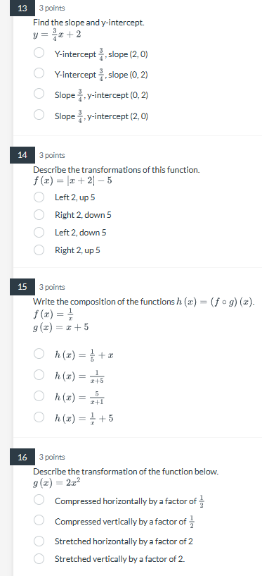 Solved 3 points Find the slope and y-intercept. y=43x+2 | Chegg.com