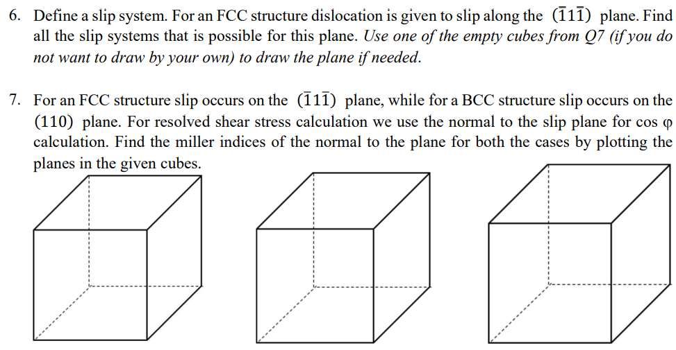 Solved 6. Define a slip system. For an FCC structure