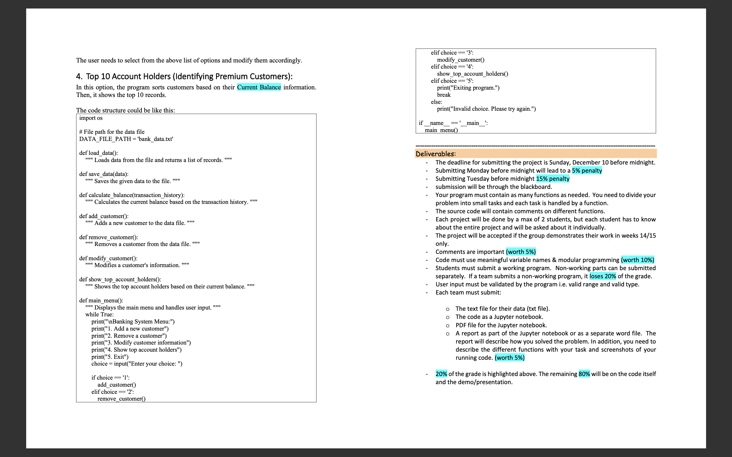 Solved In this lab project, you will develop a menu-driven | Chegg.com